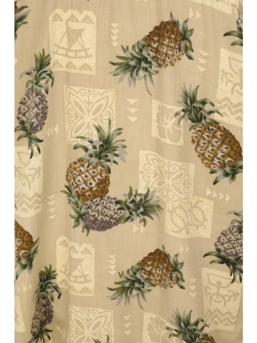 Grandpacore Aloha Hawaiian Shirt Men 2XL Tan Pineapple Honu Hibiscus Tapa VTG 90 - Picture 5 of 13